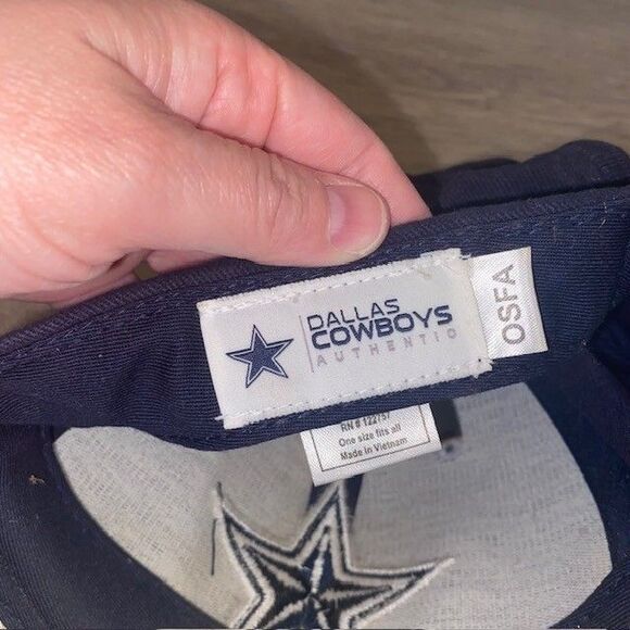 Vintage Dallas Cowboys Hat Cap Strap Blue Spell Out Embroidered Stars NFL Helmet - Picture 7 of 7